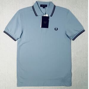Fred Perry Short Sleeve Slim Fit Twin Tipped Polo Shirt, blue Small $110